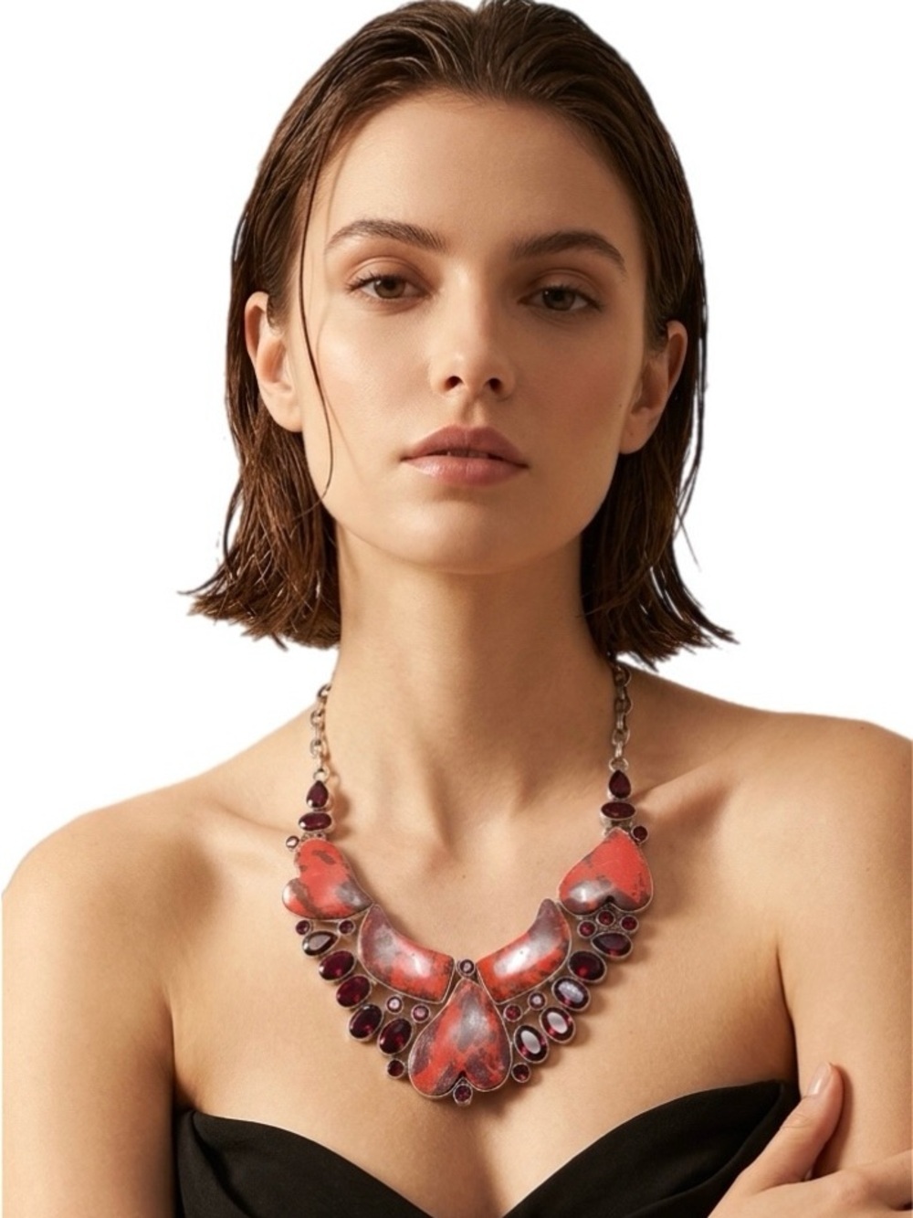 Jasper Glass Statement Neckalce - Picture 1 of 4